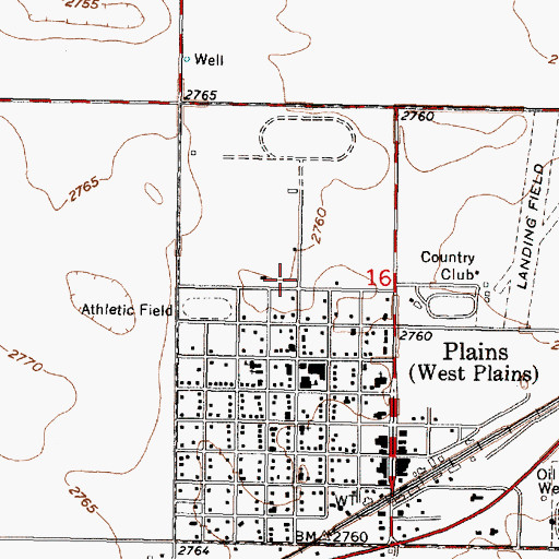 Topographic Map of Friends Church of Plains, KS