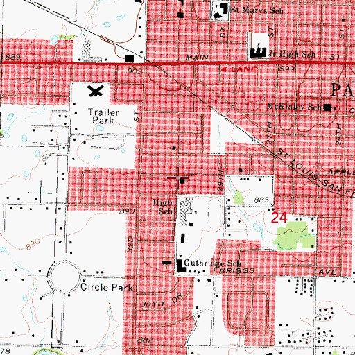 Topographic Map of Friendship Southern Baptist Church, KS