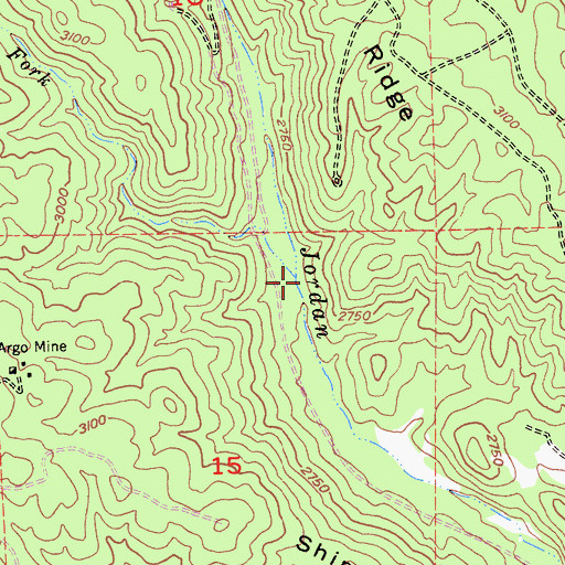 Topographic Map of West Fork Jordan Creek, CA