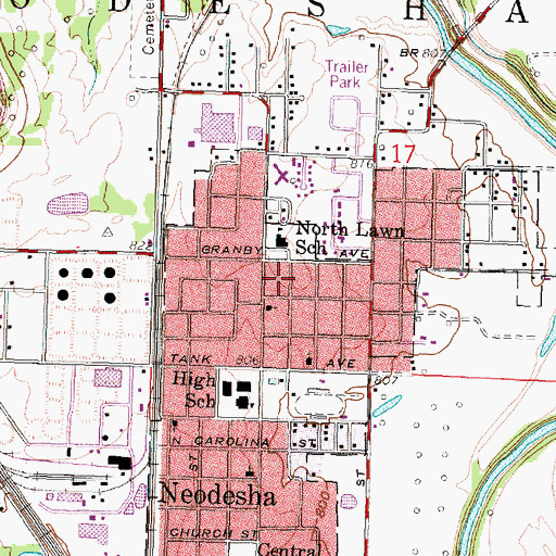 Topographic Map of Grace Baptist Church, KS
