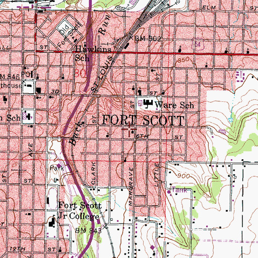 Topographic Map of Grace Baptist Tabernacle, KS