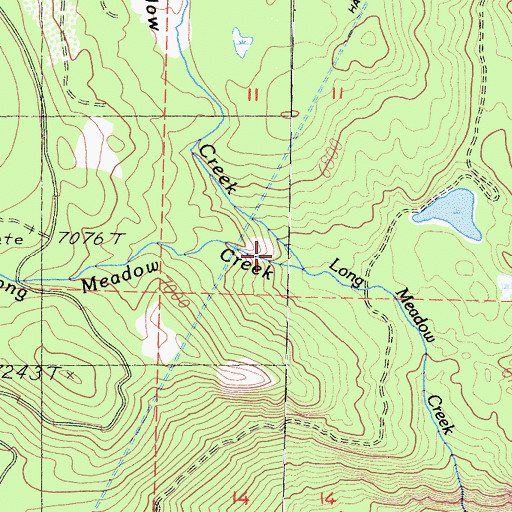 Topographic Map of West Fork Long Meadow Creek, CA