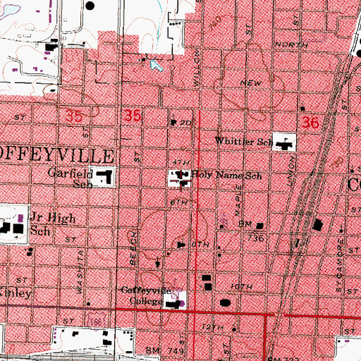 Topographic Map of Holy Name Catholic Church, KS