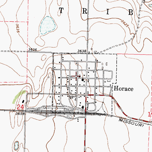 Topographic Map of Horace Southern Baptist Church, KS