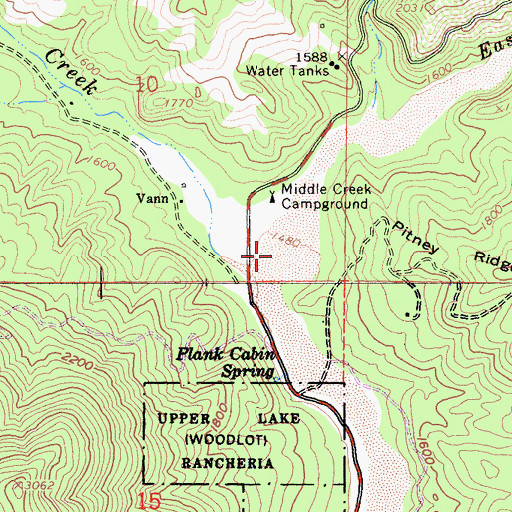 Topographic Map of West Fork Middle Creek, CA