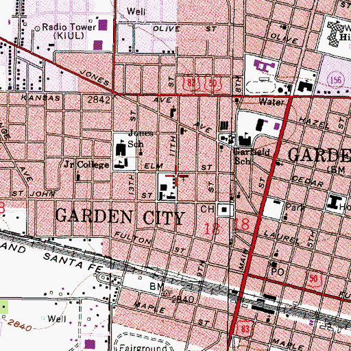 Topographic Map of Iglesia Luterana la Resurreccion, KS