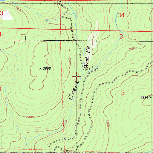 Topographic Map of West Fork Pecwan Creek, CA