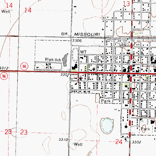Topographic Map of Leoti United Methodist Church, KS