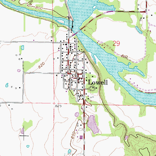 Topographic Map of Lowell Friends Church, KS