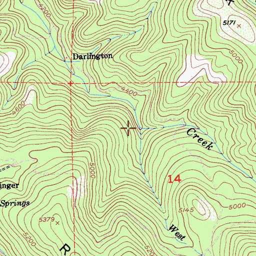 Topographic Map of West Fork Plum Creek, CA