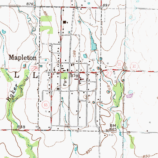 Topographic Map of Mapleton Christian Church, KS