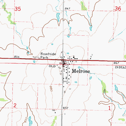Topographic Map of Melrose United Methodist Church, KS