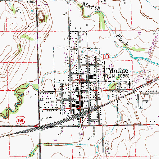 Topographic Map of Moline Christian Church, KS
