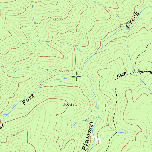 Topographic Map of West Fork Plummer Creek, CA
