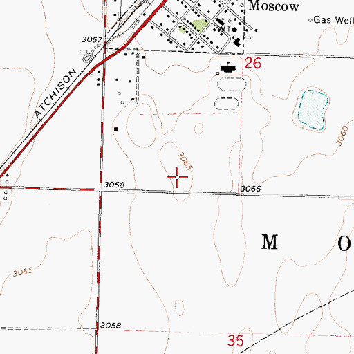 Topographic Map of Moscow Baptist Church, KS