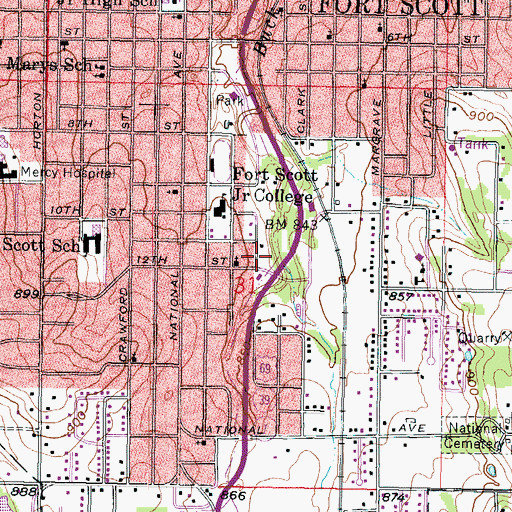 Topographic Map of Parkway Church of God, KS