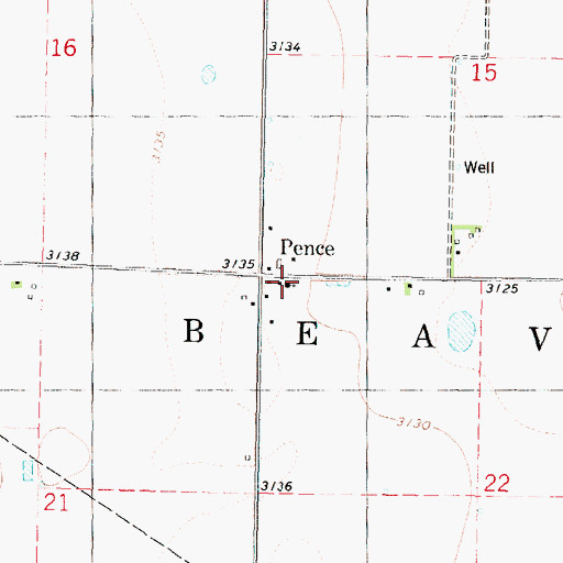 Topographic Map of Pence Community Church, KS