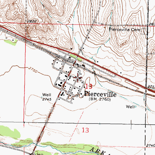 Topographic Map of Pierceville Federated Church, KS