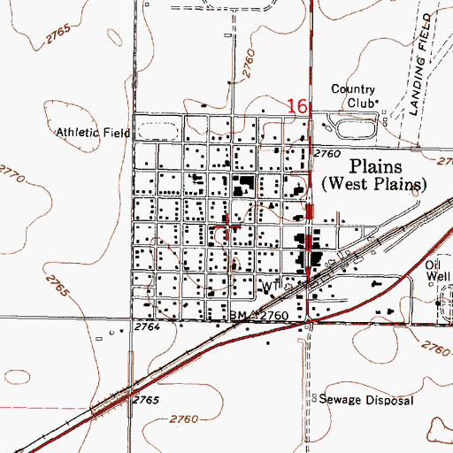 Topographic Map of Plains Christian Chruch, KS