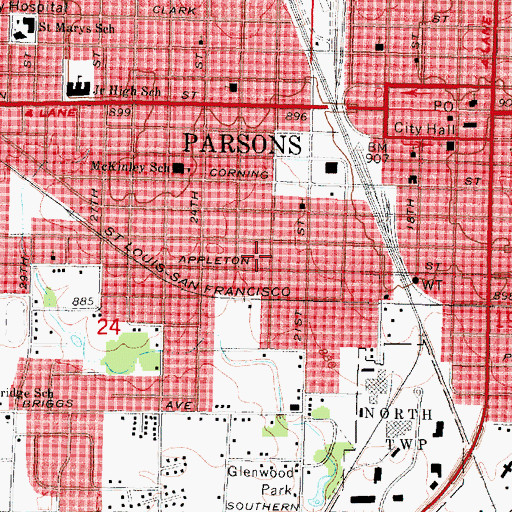 Topographic Map of Pleas Chapel Church of God in Christ, KS