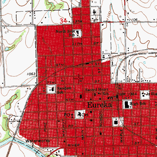 Topographic Map of Prince of Peace Pentecostal Holiness Church, KS
