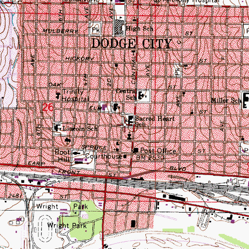 Topographic Map of Sacred Heart Cathedral, KS