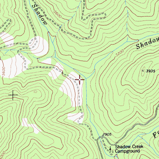 Topographic Map of West Fork Shadow Creek, CA