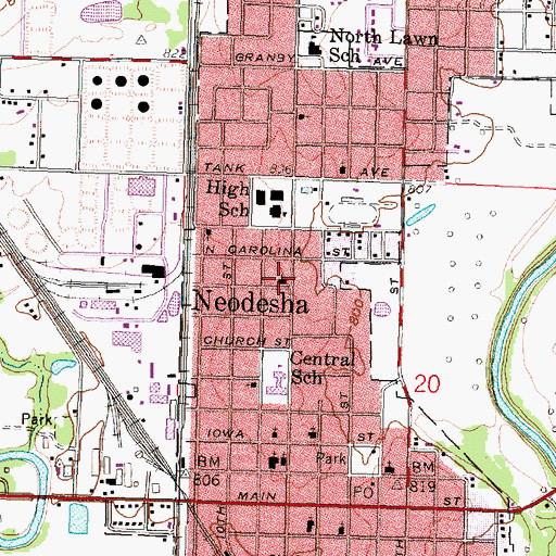 Topographic Map of Saint Ignatius Catholic Church, KS