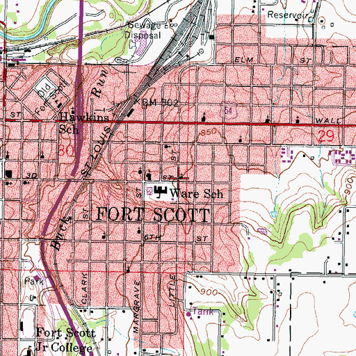 Topographic Map of Saint John's United Methodist Church, KS