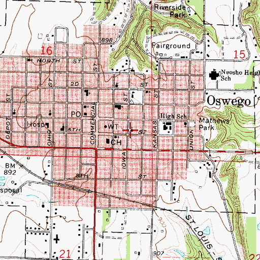 Topographic Map of Saint Paul Lutheran Church, KS