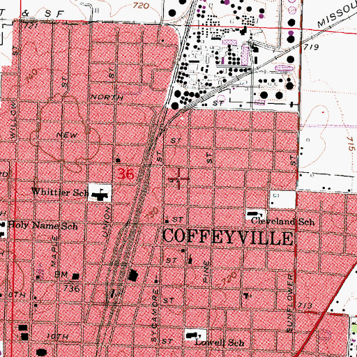 Topographic Map of Sardis Baptist Church, KS