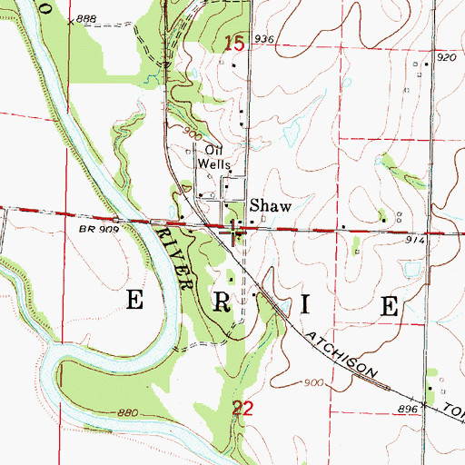 Topographic Map of Shaw Christian Church, KS