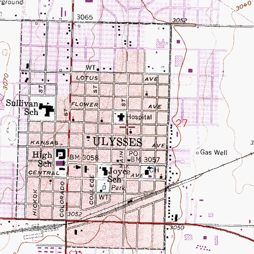 Topographic Map of Shelton Memorial Christian Church, KS