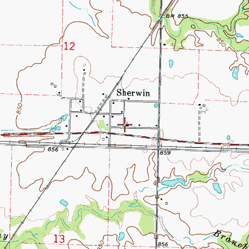 Topographic Map of Sherwin Christian Church, KS