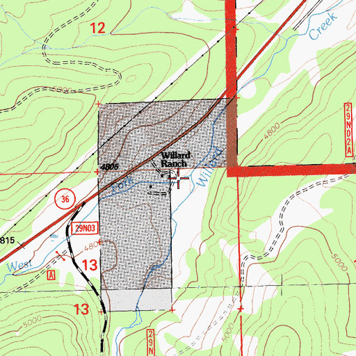 Topographic Map of West Fork Willard Creek, CA