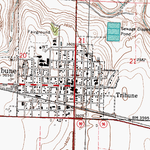 Topographic Map of Tribune United Methodist Church, KS