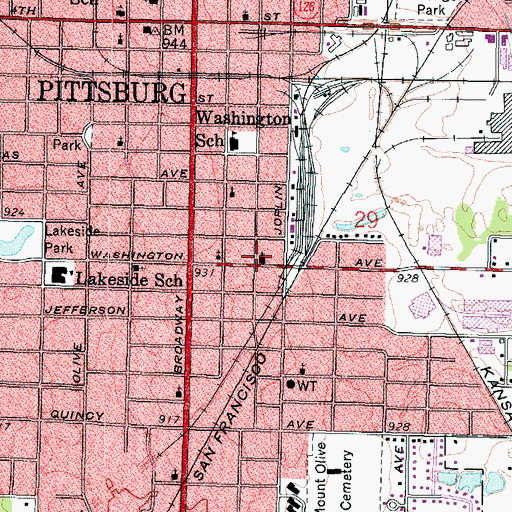 Topographic Map of Trinity Baptist Church, KS