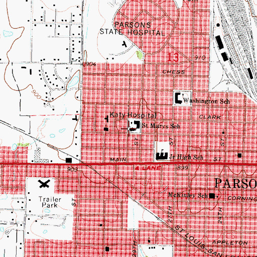 Topographic Map of Trinity Lutheran Church, KS