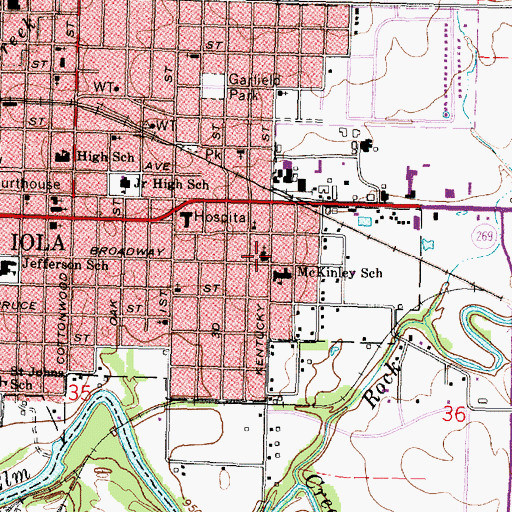 Topographic Map of Trinity United Methodist Church, KS