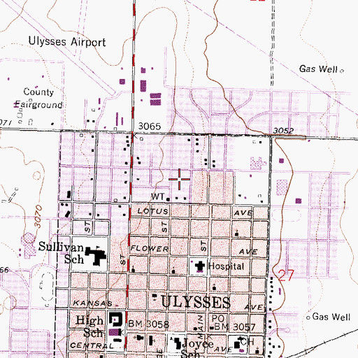 Topographic Map of Ulysses Mennonite Brethren Church, KS