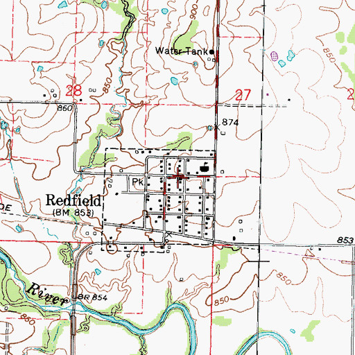 Topographic Map of United Methodist Church of Redfield, KS