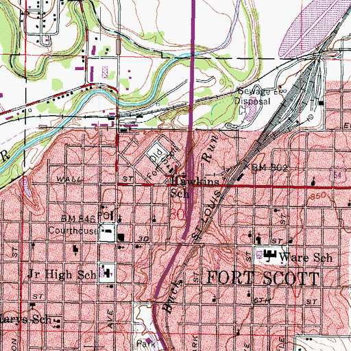 Topographic Map of United Missionary Baptist Church, KS