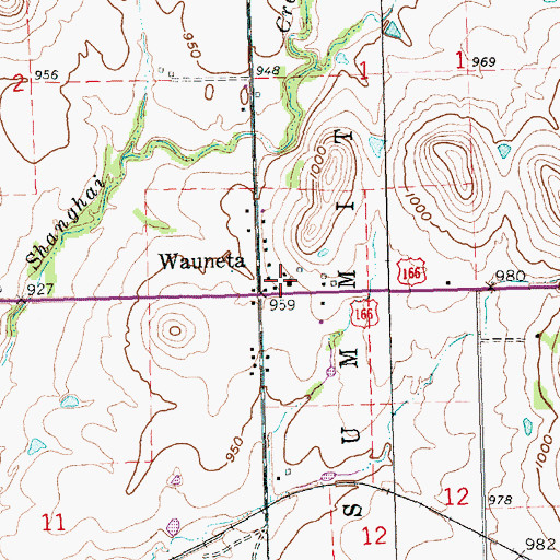 Topographic Map of Wauneta United Methodist Church, KS