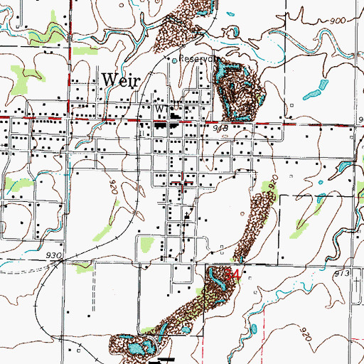 Topographic Map of Weir United Methodist Church, KS
