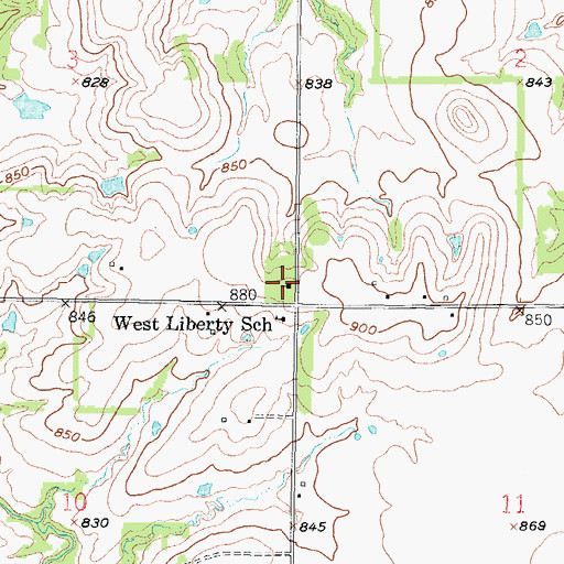 Topographic Map of West Liberty United Methodist Church, KS