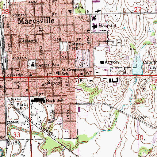 Topographic Map of First Baptist Church, KS
