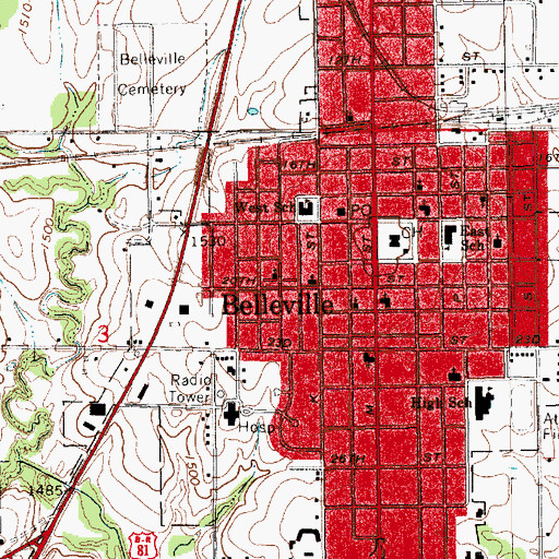 Topographic Map of First Baptist Church, KS