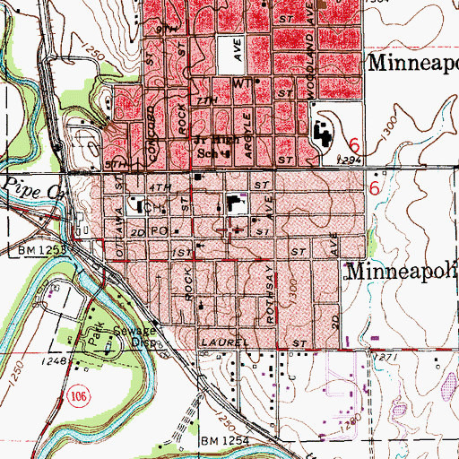 Topographic Map of First Baptist Church, KS