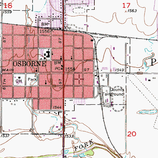 Topographic Map of Assembly of God Church, KS