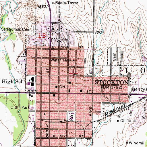 Topographic Map of Assembly of God Church, KS